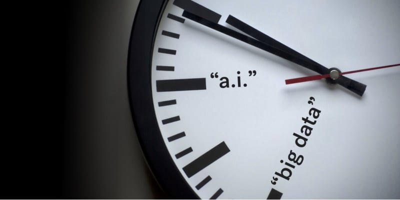 A clock showing a.i. and big data