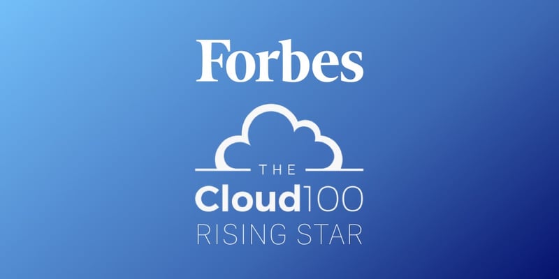 Graphic with Forbes logo and logo for The Cloud 100 Rising Star awards