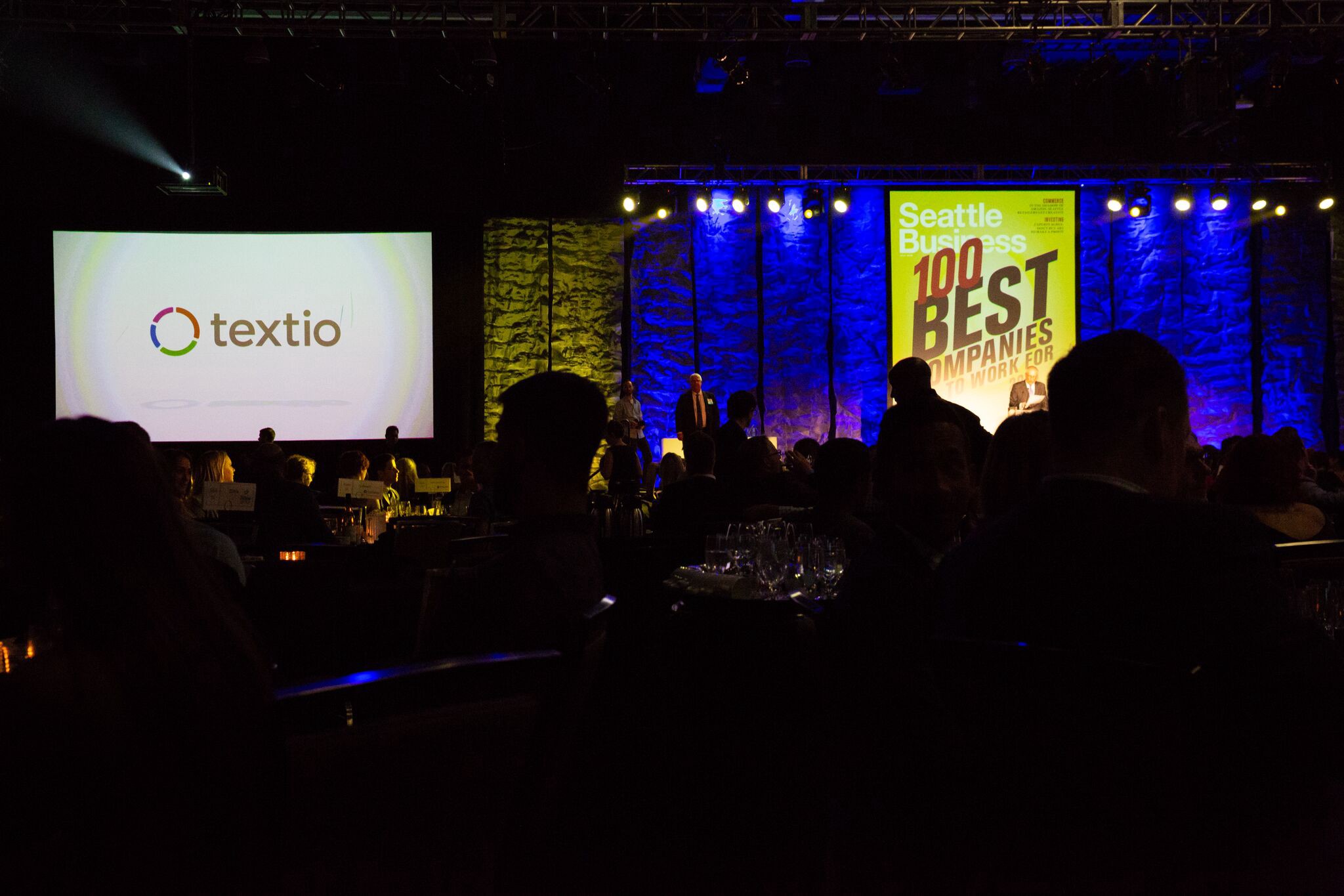 Textio on the screen at the Best Places to Work awards ceremony