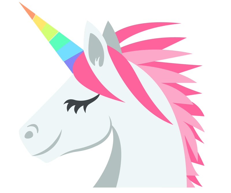 Textio unicorn with a pink mane and rainbow horn