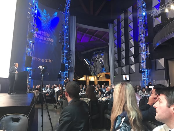 Photo of stage and audience at Tech Impact Awards Gala