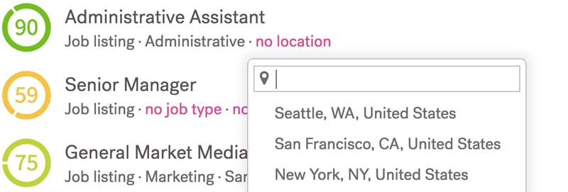 Screenshot of setting location in Textio's document library