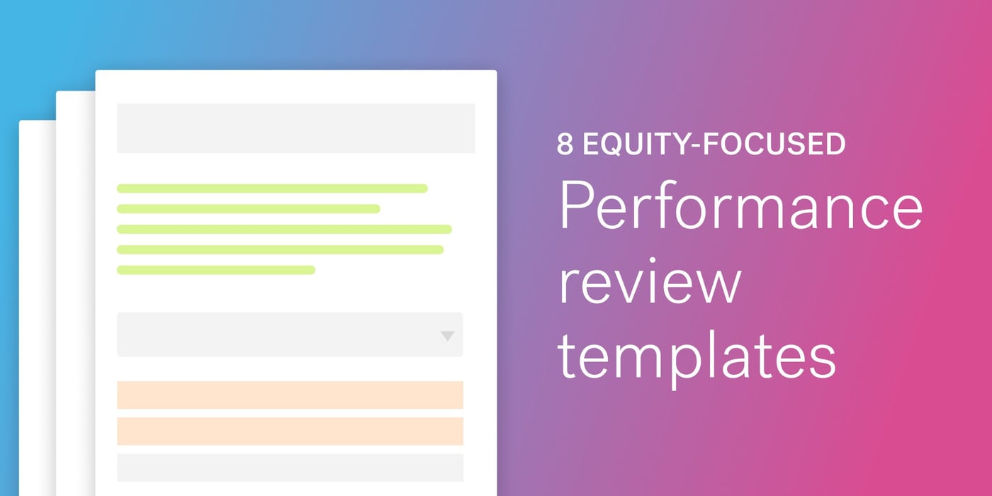 Equity focused performance review templates blog cover.