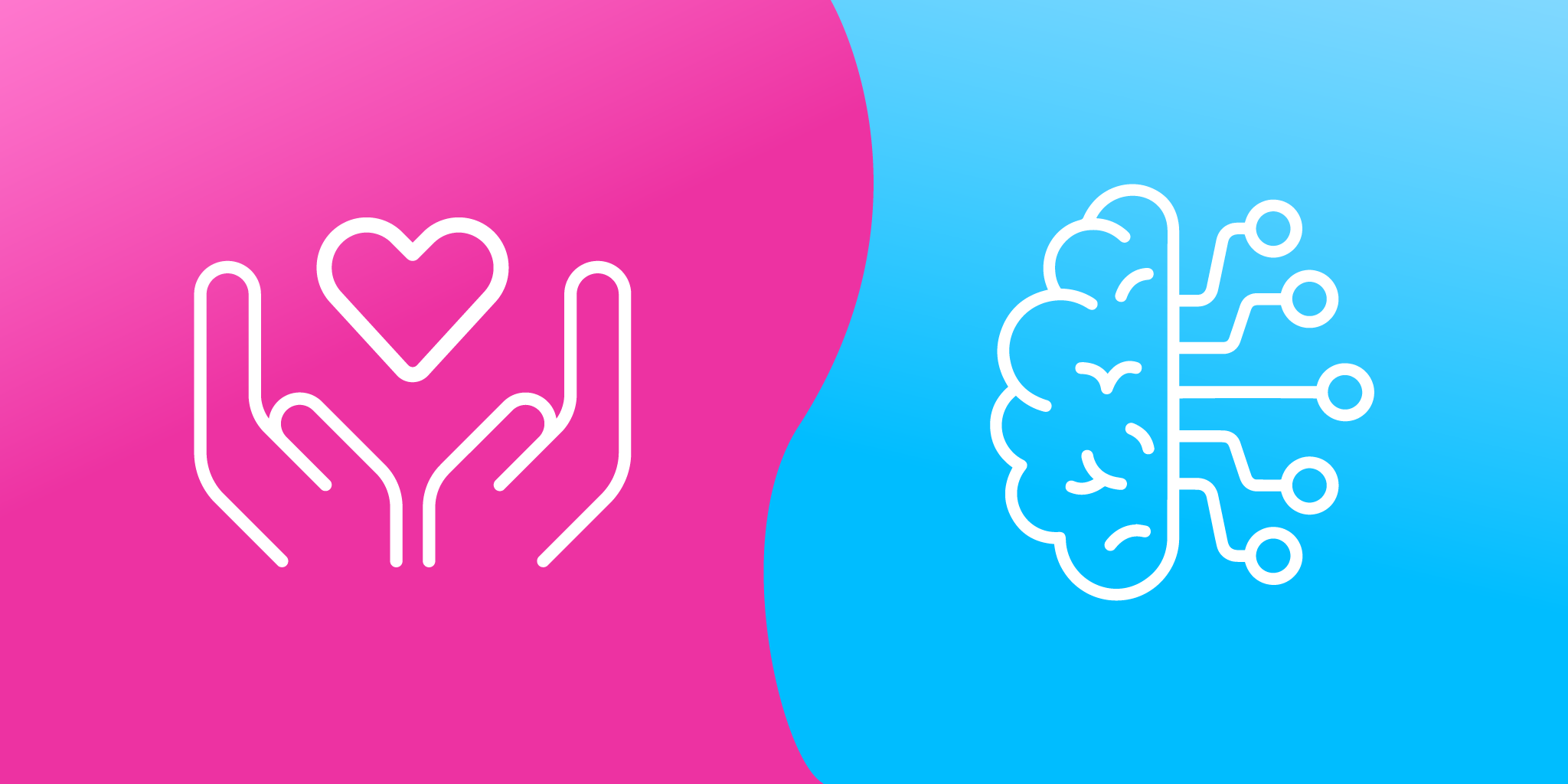 pink and blue image with a brain and heart held in the middle of hands