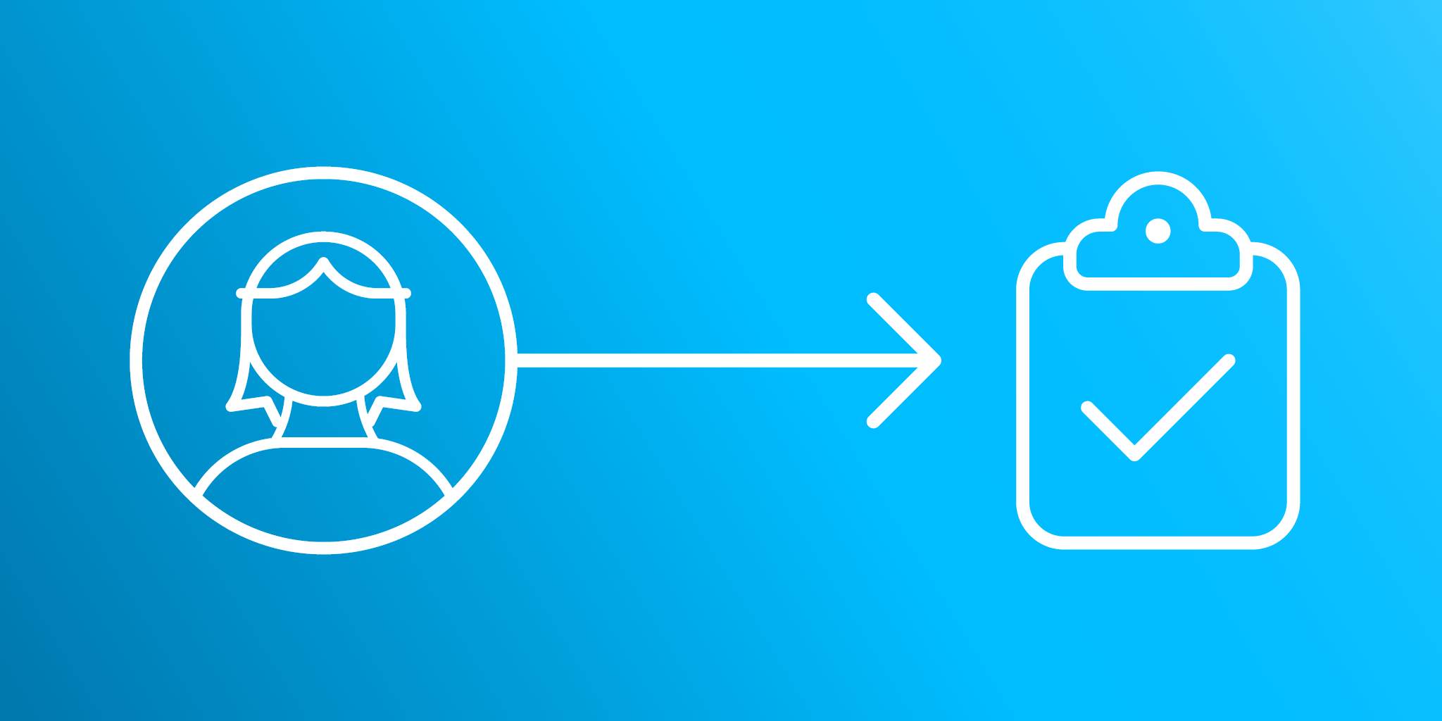 Blue image with icons illustrating developing a good candidate experience during the hiring process