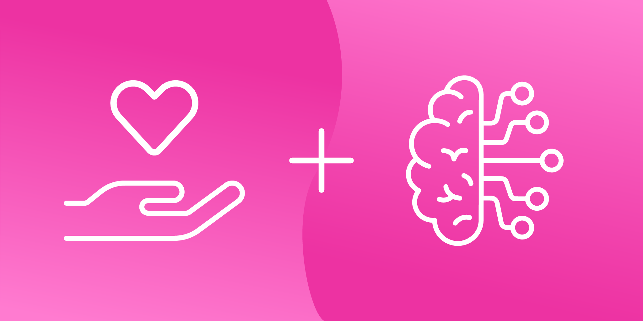 Pink image with caring hand and brain