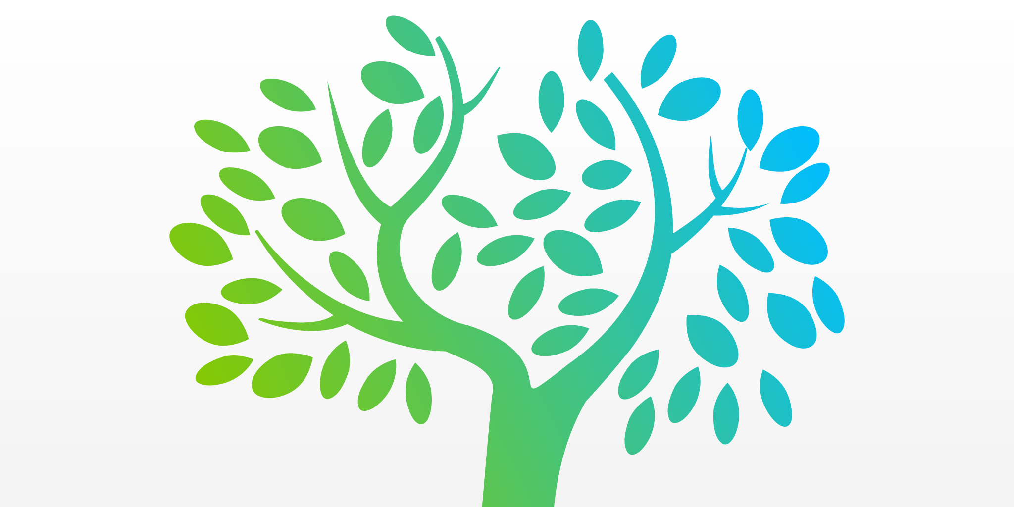 image of a blue and green tree with a white background