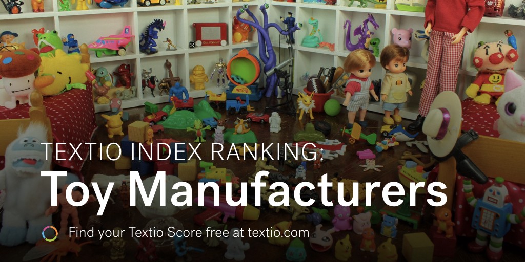 Picture of room filled with toys. Textio Index Ranking: Toy Manufacturers. Find our free Textio Score free at textio.com