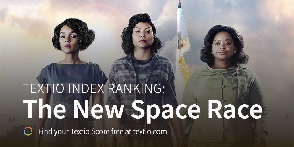 Picture of women from the movie "Hidden Figures". Textio Index Ranking: The New Space Race. Find your Textio Score free at textio.com