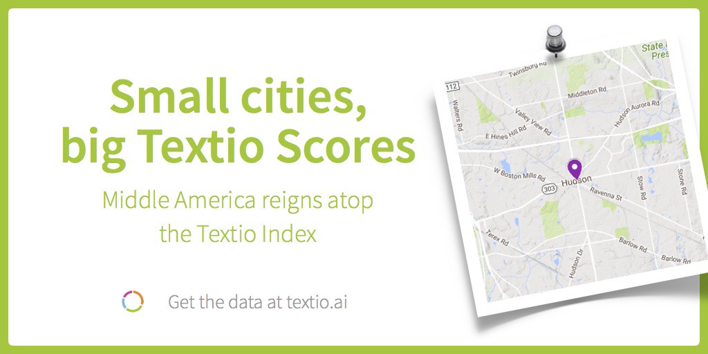Small cities, big Textio Scores. Middle America reigns atop the Textio Index