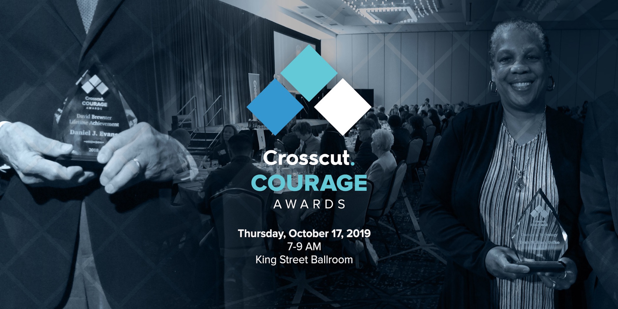 Photo of Crosscut courage awards with date and time of event pictured