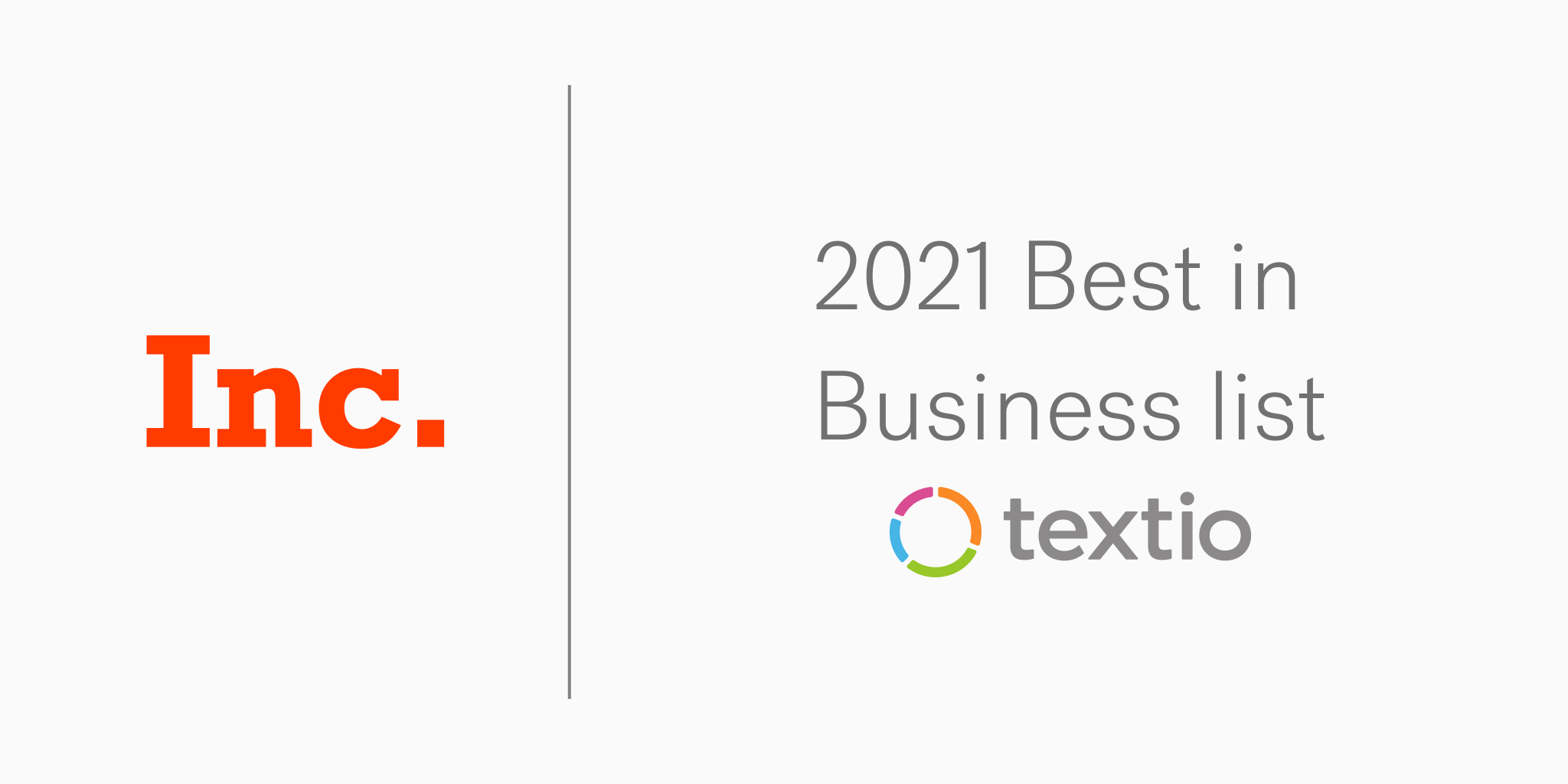 Inc. 2021 Best in Business list graphic recognizing Textio 